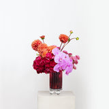 Statement Moody Bouquet in pink Tinted Glass Vase